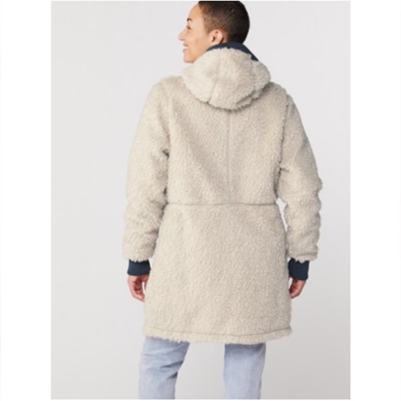 Patagonia Dusty Mesa Fleece Parka Coat Natural/Smolder Blue - Large - Picture 3 of 7